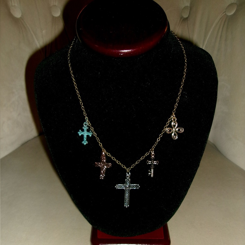 Multi-Metal Cross Necklace